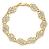 14k and White Rhodium Diamond-Cut Fancy Floral Filigree 7.25 inch Bracelet