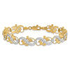 14K and White Rhodium Diamond-Cut Fancy Waves and Leaves 7.5 inch Bracelet