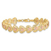14k Two-tone Diamond-cut Hearts with Flowers 7.25 inch Bracelet
