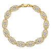 14k and White Rhodium Diamond-Cut Fancy Filigree 7.25 inch Bracelet