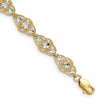 14k and White Rhodium Diamond-Cut Fancy Filigree 7.25 inch Bracelet
