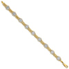 14k and White Rhodium Polished and Textured Fancy Floral Link 7.5 inch Bracelet