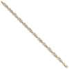 14K and White Rhodium Diamond-Cut Filigree Link 7.5 inch Bracelet