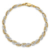 14K and White Rhodium Diamond-Cut Filigree Link 7.5 inch Bracelet
