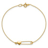 14K Safety Pin with Heart 7 inch Bracelet
