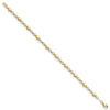 14K Two-tone Polished Puffed Hearts with Diamond-cut Beads 7.5 inch Bracelet
