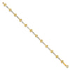 14K Two-tone Diamond-cut Hearts and Beads 7 inch Bracelet