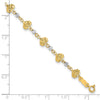 14K Two-tone Diamond-cut Hearts and Beads 7 inch Bracelet