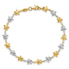 14k Two-tone Textured Puffed Stars 7.75 inch Bracelet