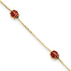 14k Polished Red and Black Enameled Ladybugs 6.5 inch Childrens Bracelet Plus 0.75 inch Extender