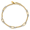 14K Two-tone Fancy Oval Link and Chain 7.25 inch Bracelet Plus 0.5 inch Extender