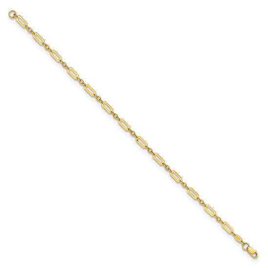 14K Polished Fancy Rectangle Link 7.5 inch Bracelet