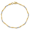 14K Two-tone Diamond-Cut Wavy and Beaded 7.5in Bracelet
