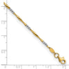 14K Two-tone Diamond-Cut Wavy and Beaded 7.5in Bracelet