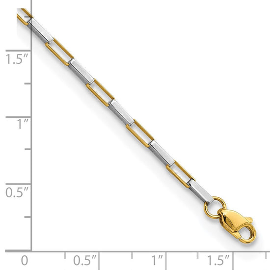 14k Two-tone Polished Fancy Box Links 7.5 inch Bracelet