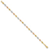 14K Tri-color Polished Diamond-Cut Hearts 7.5 inch Bracelet