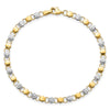 14K and White Rhodium Diamond-cut Fancy Link 7.5 inch Bracelet