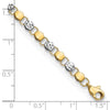 14K and White Rhodium Diamond-cut Fancy Link 7.5 inch Bracelet