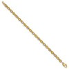 14k Polished and Textured Cable Link 7.5 inch Bracelet