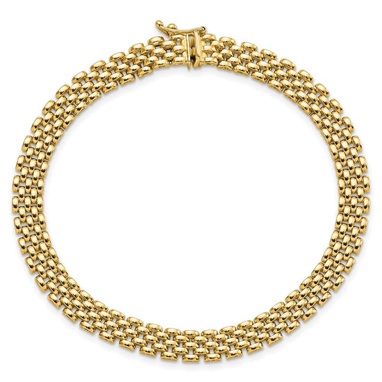 14k Polished 6mm Panther Link 7.5 inch Bracelet