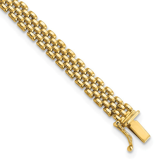 14k Polished 6mm Panther Link 7.5 inch Bracelet