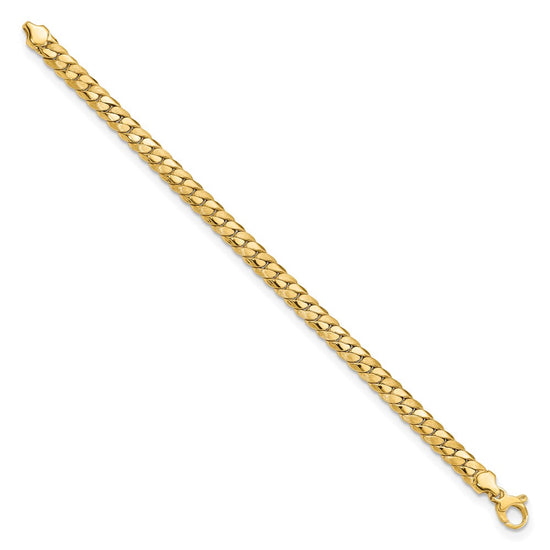 14k Satin and Polished 6.5mm Fancy Curb Link 7.75 inch Bracelet