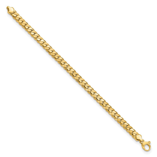 14k Satin and Polished 6.5mm Fancy Curb Link 7.75 inch Bracelet