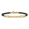 14K Polished Bar Leather Bracelet