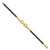 14K Polished Fancy Link Leather Bracelet
