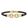 14K Polished Fancy Link Leather Bracelet
