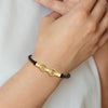 14K Polished Fancy Link Leather Bracelet