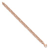 14K Rose Gold Polished And Textured Fancy Link Bracelet