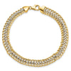 14K and White Rhodium Polished 7.4mm Fancy Link 8 inch Bracelet
