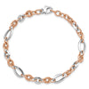 14K Two-tone White and Rose 6.8mm Fancy Link 8 inch Bracelet
