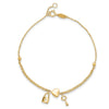 14K Polished and Diamond-cut Heart Lock and Key 7 inch Bracelet Plus 0.5 inch Extender