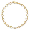 14K Polished Open Heart Link 7.5 inch Bracelet