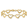 14K Polished Open Heart Link 7 inch Bracelet