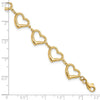 14K Polished Open Heart Link 7 inch Bracelet