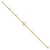 14k Polished and Diamond-cut Beaded Puffed Heart 7.75 inch Bracelet
