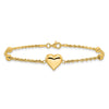 14k Polished and Diamond-cut Beaded Puffed Heart 7.75 inch Bracelet