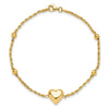 14k Polished and Diamond-cut Beaded Puffed Heart 7.75 inch Bracelet