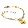 14K Polished Puffed Heart Dangle Paper Clip Link 7.25 inch Bracelet