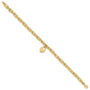 14K Polished Heart Lock Charm Fancy Link 7.5 inch Bracelet