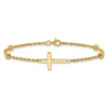 14k Mirror Beads and Cross 7.5 inch Bracelet