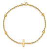 14k Mirror Beads and Cross 7.5 inch Bracelet