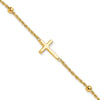 14k Mirror Beads and Cross 7.5 inch Bracelet