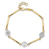 14K Two-tone Polished Compass/Anchor/Ships Wheel 7 inch Bracelet Plus 1 inch Extender