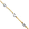 14K Two-tone Polished Compass/Anchor/Ships Wheel 7 inch Bracelet Plus 1 inch Extender