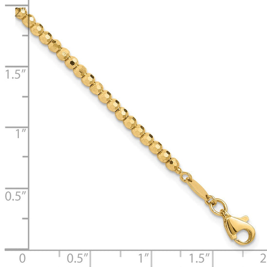 14K Polished and Diamond-cut Beaded 7.25 inch Bracelet