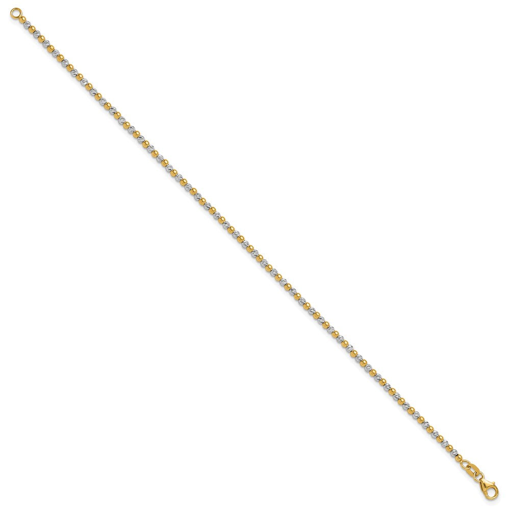 14K Two-tone Diamond-cut Beaded 7.5 inch Bracelet